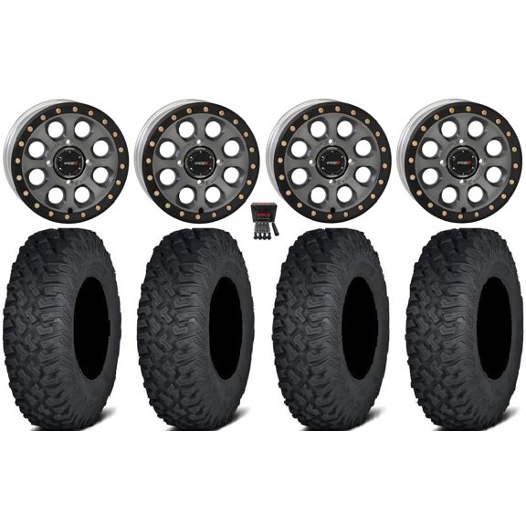System 3 SB-7 15" Wheels Titanium (5+2) 33" Coyote Tires Kawasaki Mule Pro FXT
