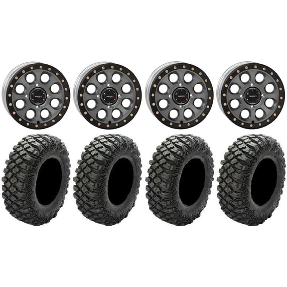 System 3 SB-7 15" Wheels Titanium (5+2) 33" Crawler XR Tires Polaris RZR XP 1000 / PRO XP / Ranger XP 900/1000