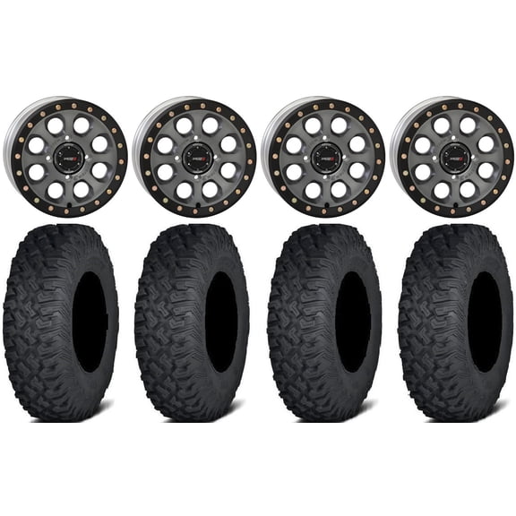 System 3 SB-7 15" Wheels Titanium (6+1) 32" Coyote Tires Kawasaki Mule Pro FXT