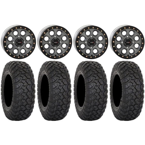 System 3 SB-7 15" Wheels Titanium (6+1/4+3) 32" RT320 Tires Honda Talon