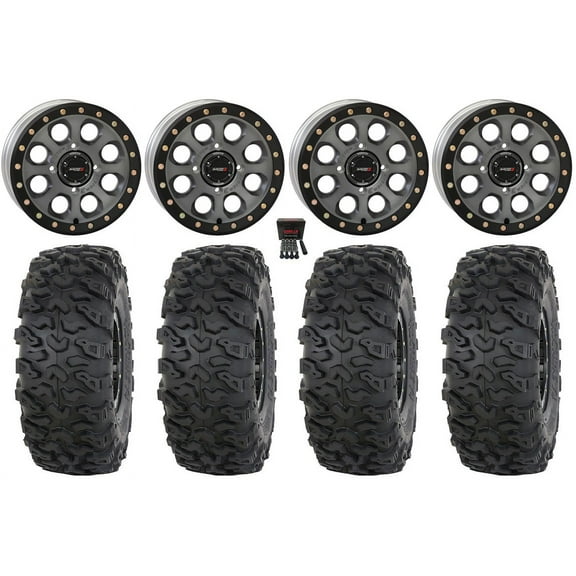System 3 SB-7 Bdlk 18" Wheels Ti 4+3 37" Roctane T4 Tires Polaris RZR XP 1000 / PRO XP / Ranger XP 900/1000