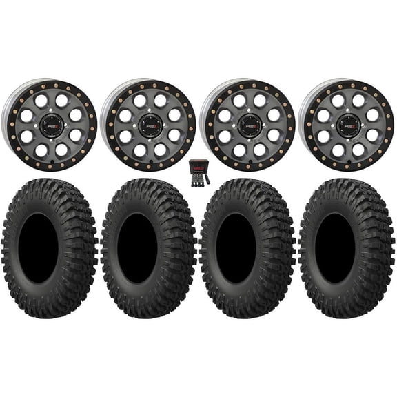 System 3 SB-7 Bdlk 18" Wheels Ti 4+3 40" MotoCrusher Tires Polaris RZR XP 1000 / PRO XP / Ranger XP 900/1000