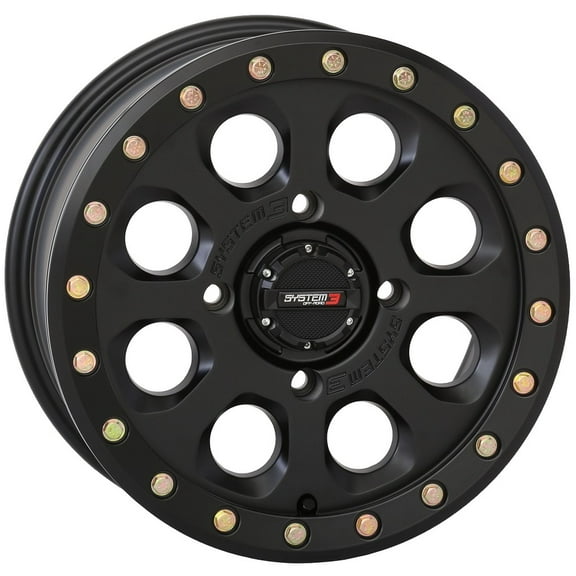 System 3 SB-7 Beadlock 15x10 Wide ATV/UTV Wheel - Matte Black (4/156) 5+5