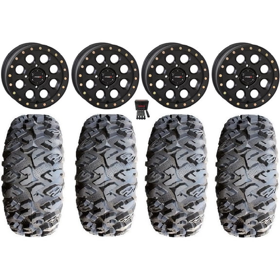 System 3 SB-7 Beadlock 18" Wheels Bk 4+3 33" MotoClaw Tires Polaris RZR XP 1000 / PRO XP / Ranger XP 900/1000