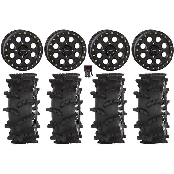 System 3 SB-7 Beadlock 18" Wheels Bk 4+3 33" Outlaw Max Tires Polaris RZR XP 1000 / PRO XP / Ranger XP 900/1000