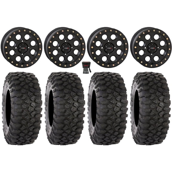 System 3 SB-7 Beadlock 18" Wheels Bk 4+3 35" XC450 Tires Polaris RZR XP 1000 / PRO XP / Ranger XP 900/1000