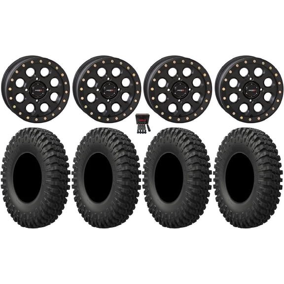 System 3 SB-7 Beadlock 18" Wheels Bk 4+3 37" MotoCrusher Tires Polaris RZR XP 1000 / PRO XP / Ranger XP 900/1000