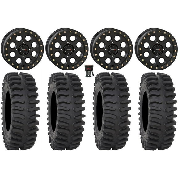 System 3 SB-7 Beadlock 18" Wheels Bk 4+3 37" XT400 Tires Polaris RZR XP 1000 / PRO XP / Ranger XP 900/1000