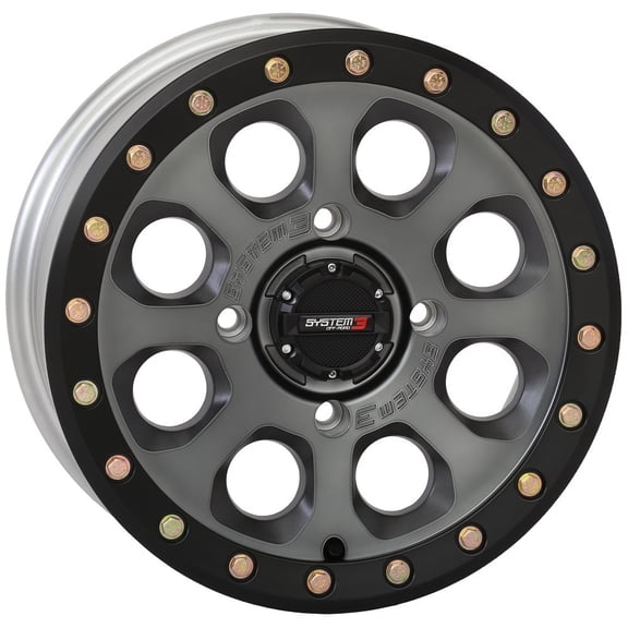 System 3 SB-7 Beadlock 18x7 UTV Wheel - Titanium (5x4.5) 4+3 [18S3-7645]