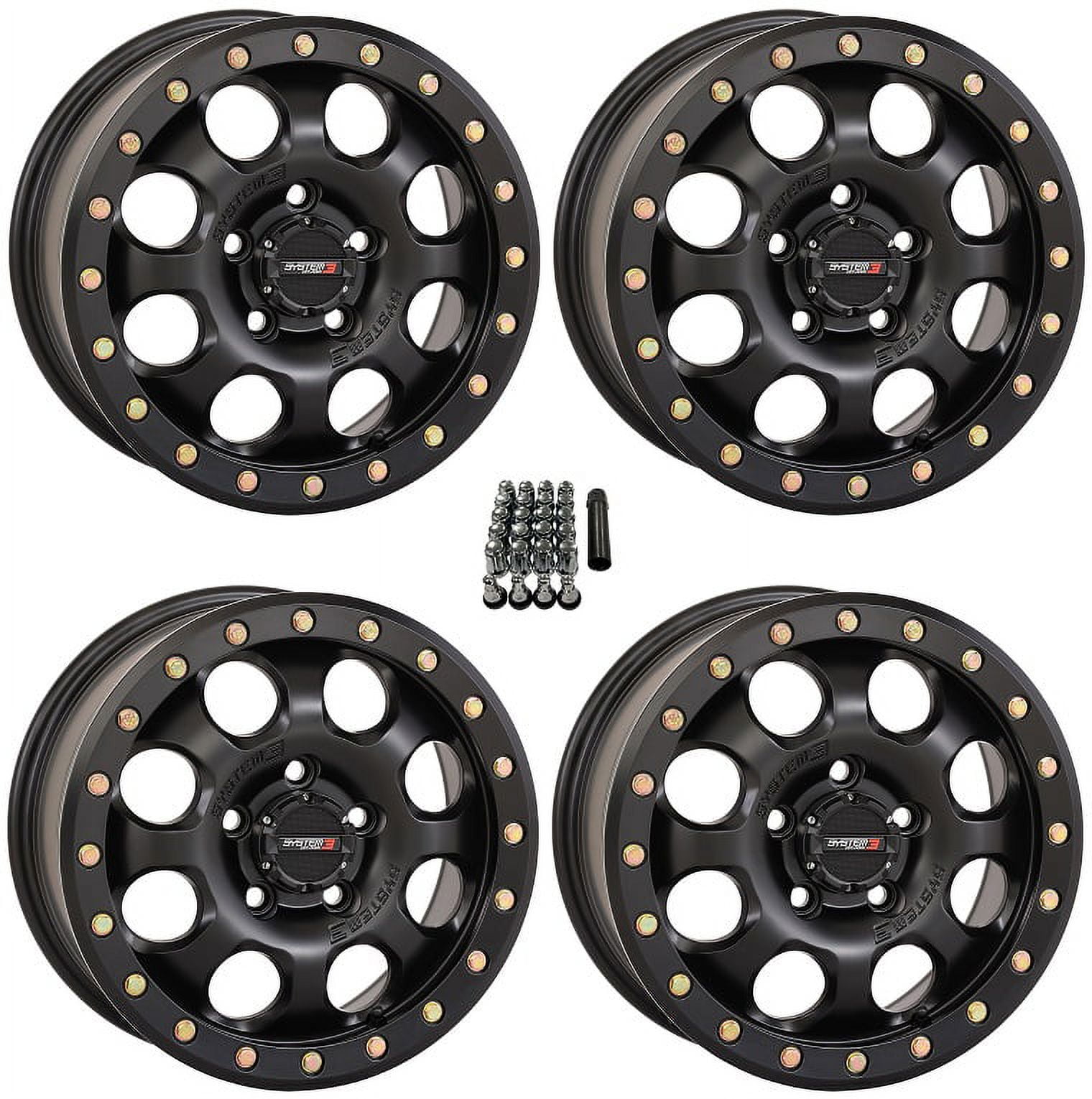 System 3 SB7 Beadlock Wheels 15" Black (6+1) Polaris RZR Turbo R & Pro R Ranger 1500 Xpedition