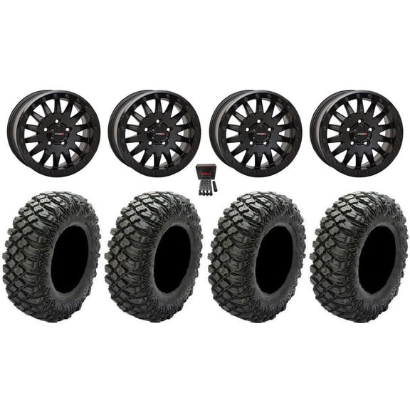 System 3 SB-8 Bdlk 15" Wheels Bk +38mm 35" Crawler XG Tires Polaris RZR Turbo R & Pro R Ranger 1500 Xpedition