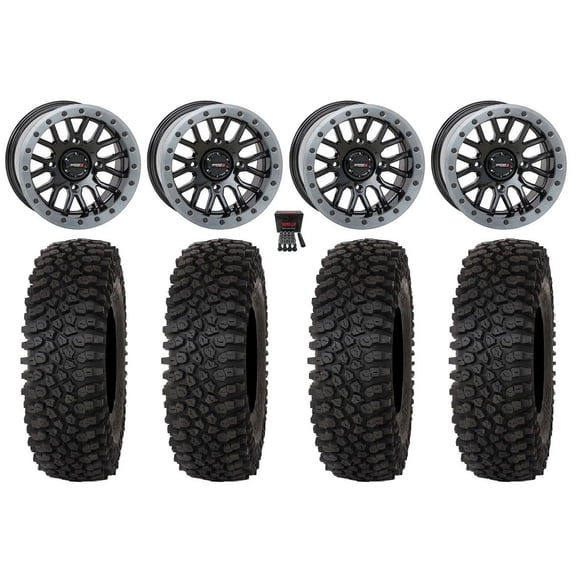 System 3 SB-9 Bdlk 15"Wheels Gloss Bk 33"Roctane ST Tires KawasakiMuleProFXT