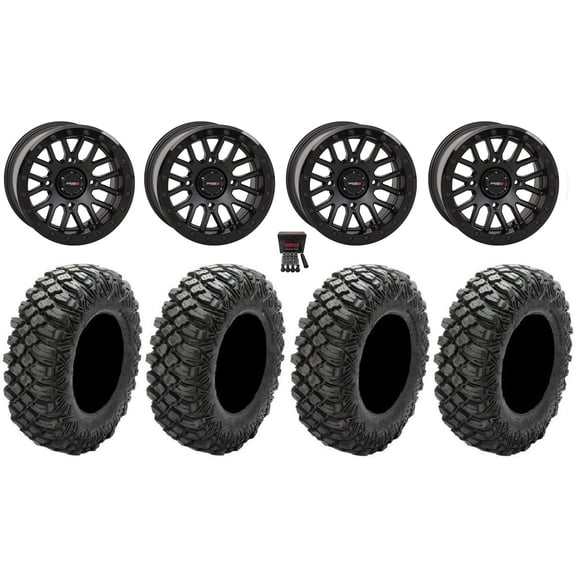 System 3 SB-9 Bdlk 15"Wheels Matte Bk 33"Crawler XR Tires KawasakiMuleProFXT