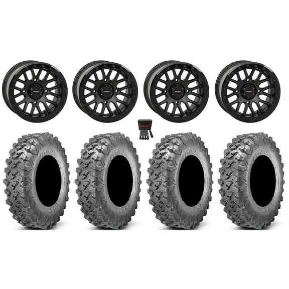 System 3 SB-9 Bdlk 15"Wheels Matte Bk 35"Lynx SXS Tires SportsmanRZRRanger