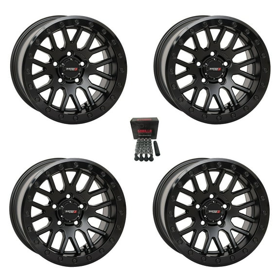 System 3 SB-9 Beadlock 15" Wheels Gloss Black +10mm Polaris RZR Turbo R & Pro R Ranger 1500 Xpedition