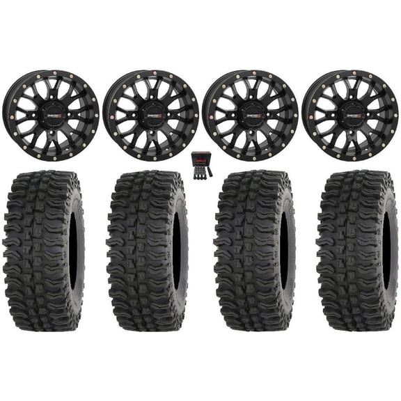 System 3 ST-3 14" Wheels Black 27" BDC Tires Can-Am Maverick X3 / Honda Pioneer 1000 / Talon