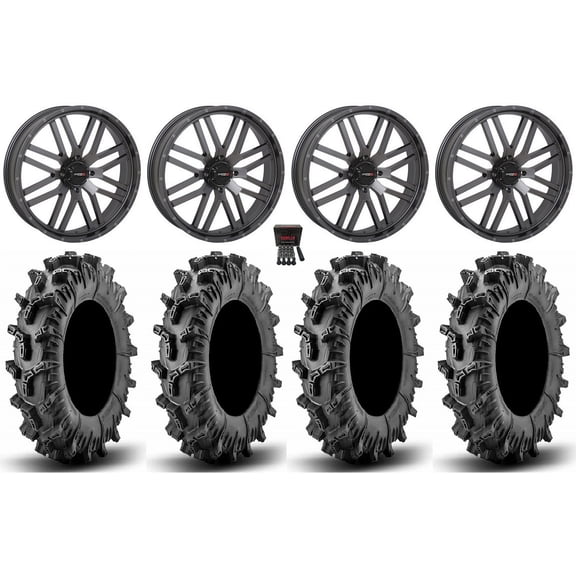 System 3 ST-3 22" Wheels Gunmetal 42" Terminator Max Tires Can-Am Commander Maverick Renegade Outlander Defender