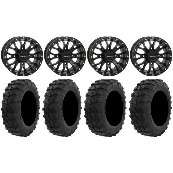 System 3 ST-3 Black 14" Wheels 26" Dual Threat Tires Can-Am Commander Maverick Renegade Outlander Defender