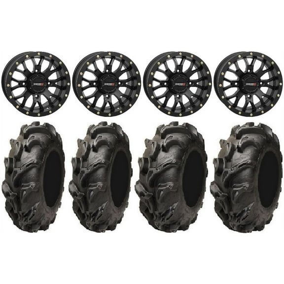 System 3 ST-3 Black 14" Wheels 27" Mega Mayhem Tires Yamaha Viking Wolverine YXZ1000R CFMoto ZForce 950 UForce 1000