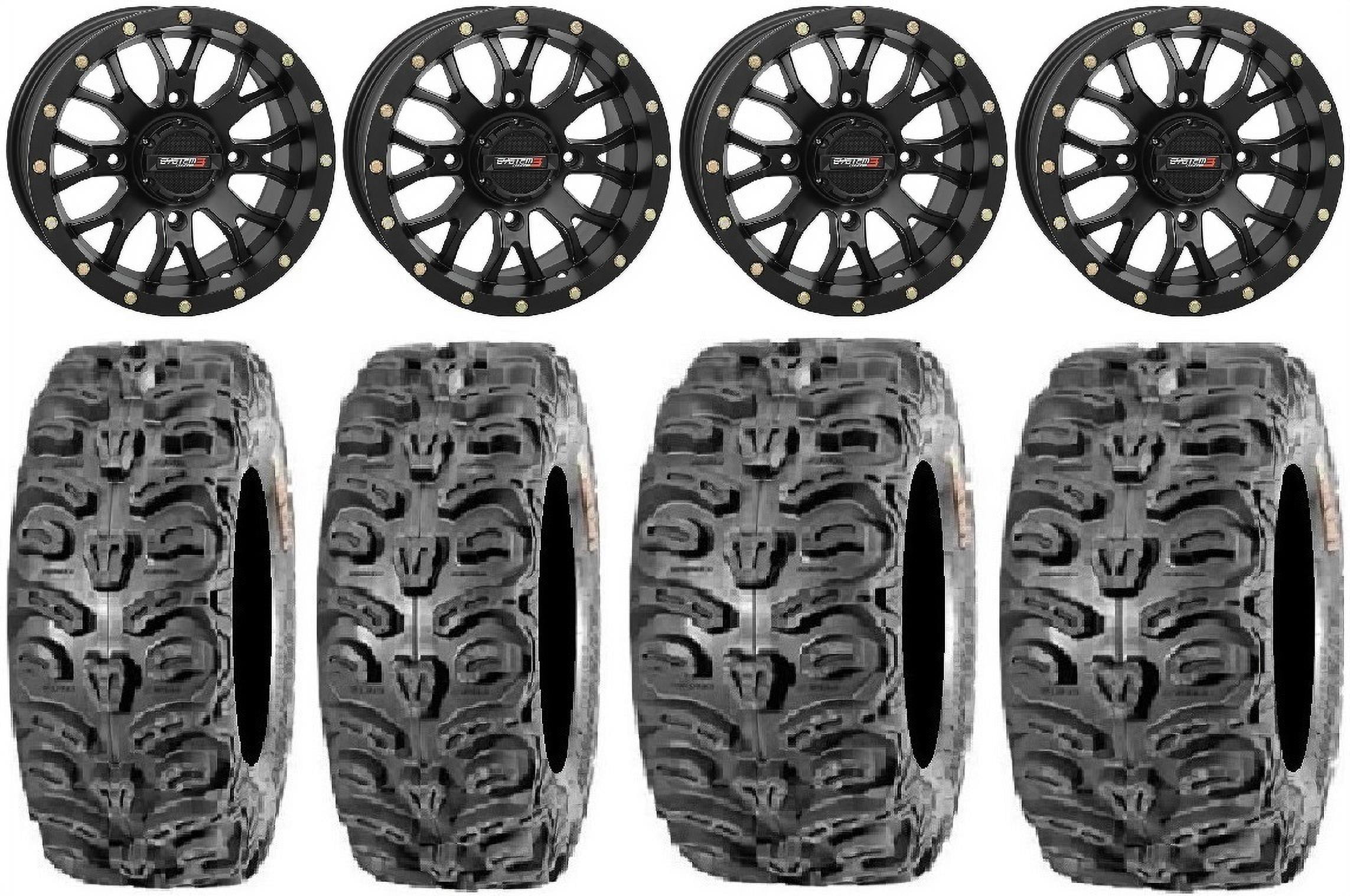 System 3 ST3 Black 14" Wheels 28" Bear Claw HTR Tires Yamaha Viking