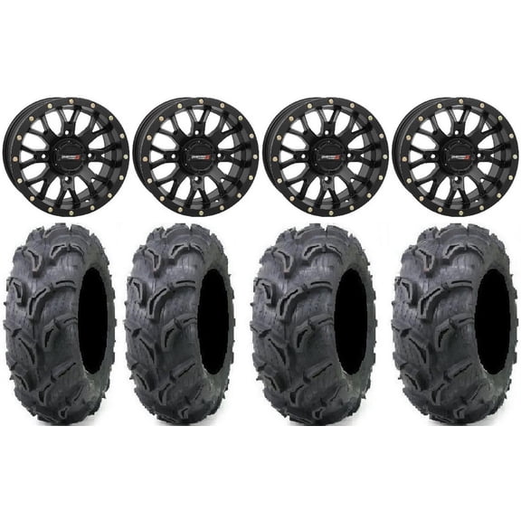 System 3 ST-3 Black 14" Wheels 30" Zilla Tires Can-Am Commander Maverick Renegade Outlander Defender