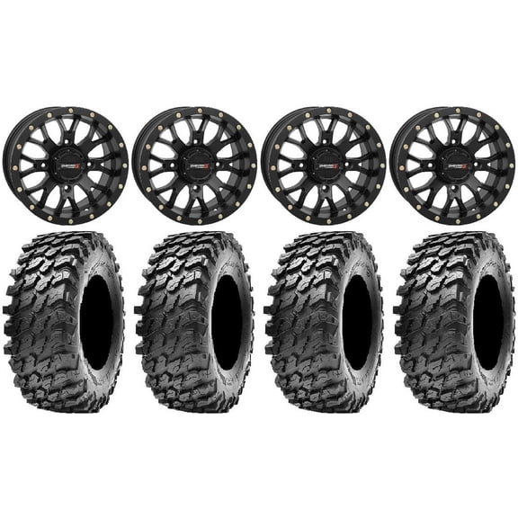System 3 ST-3 Black 14" Wheels 32" Rampage Tires Can-Am Commander Maverick Renegade Outlander Defender