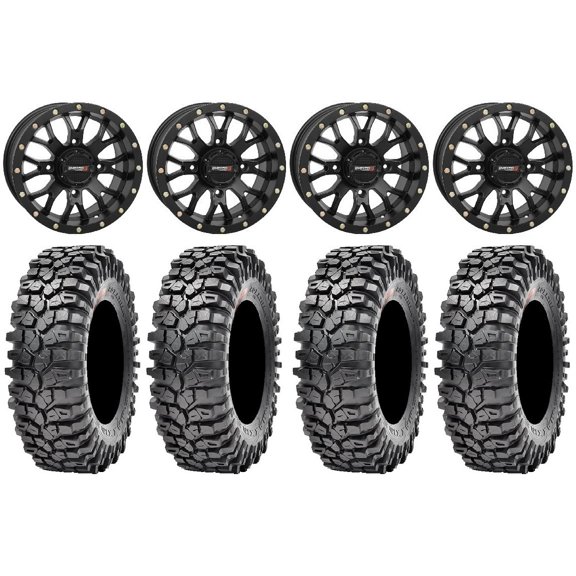 System 3 ST-3 Black 15" Wheels 32" Roxxzilla 396 Tires Can-Am Maverick X3 / Honda Pioneer 1000 / Talon