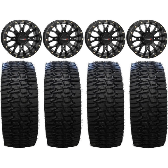 System 3 ST-3 Black 15" Wheels 33" Desert Race Tires Can-Am Maverick X3 / Honda Pioneer 1000 / Talon