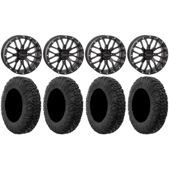 System 3 ST-3 Black 18" Wheels 34" MotoVator Tires Polaris RZR XP 1000 / PRO XP / Ranger XP 900/1000