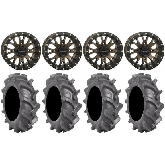 System 3 ST-3 Bronze 14" Wheels 28" BKT AT 171 Tires Kawasaki Mule Pro FXT