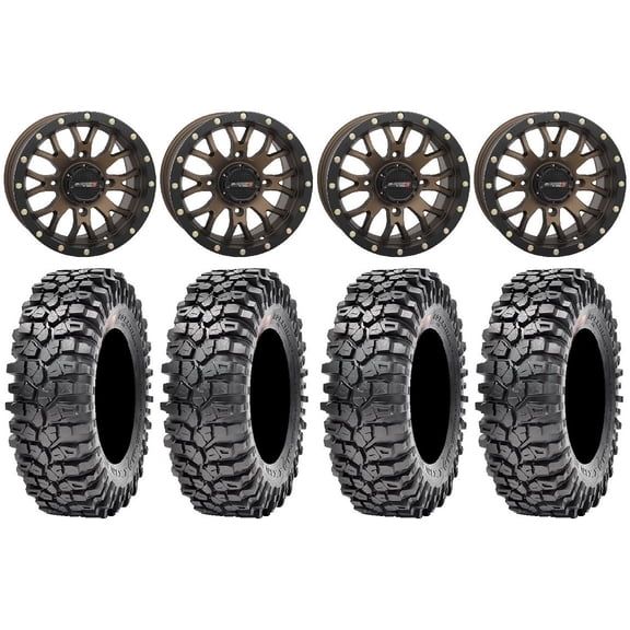 System 3 ST-3 Bronze 15" Wheels 32" Roxxzilla 396 Tires Kawasaki Mule Pro FXT