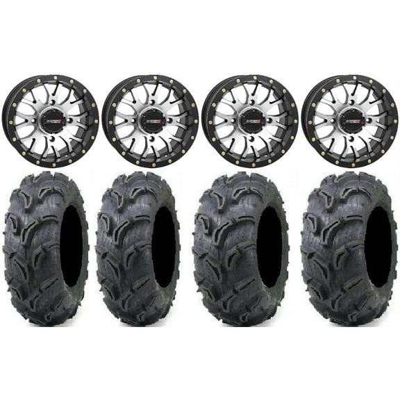 System 3 ST-3 Machined 14" Wheels 27" Zilla Tires Honda Rincon Yamaha Rhino Kawasaki Brute Force Suzuki KingQuad