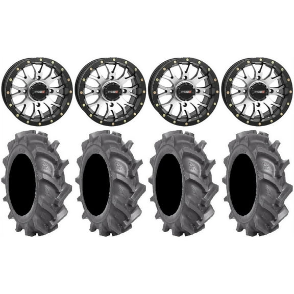 System 3 ST-3 Machined 14" Wheels 28" BKT AT 171 Tires Honda Pioneer