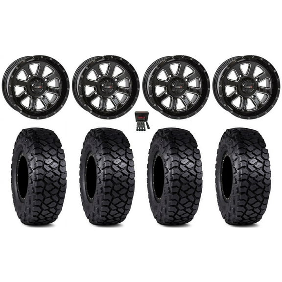 System 3 ST-4 14" Wheels Black 30" Intersect Tires Honda Foreman Rancher SRA