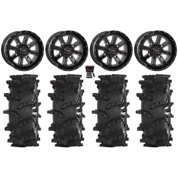 System 3 ST-4 14" Wheels Black 30" Outlaw Max Tires Can-Am Commander Maverick Renegade Outlander Defender
