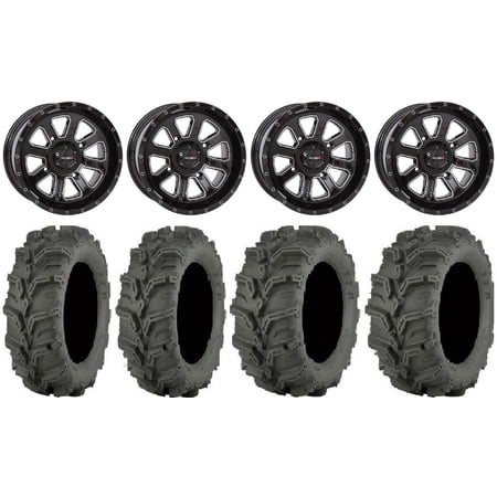 System 3 ST-4 Black 14" Wheels 27" Mud Lite XTR Tires Kawasaki Mule Pro FXT