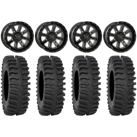 System 3 ST-4 Black 14" Wheels 27" XT400 Tires Sportsman 550 850 1000