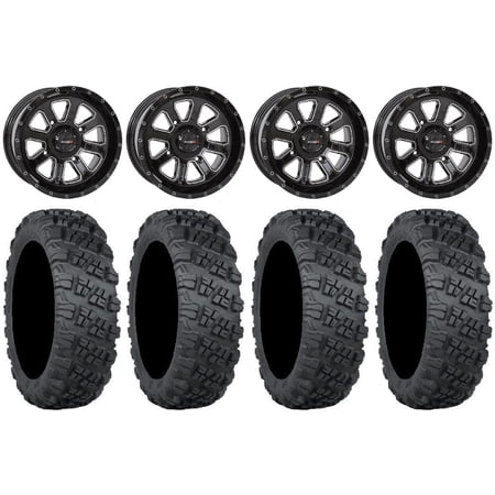 System 3 ST-4 Black 14" Wheels 28" Versa Cross V3 Tires Sportsman RZR Ranger