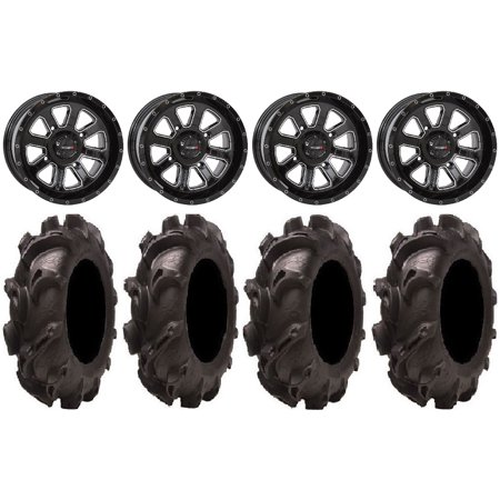 System 3 ST-4 Black 14" Wheels 30" Monster Mayhem Tires Kawasaki Teryx Mule
