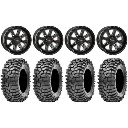 System 3 ST-4 Black 14" Wheels 30" Roxxzilla Tires Honda Rincon Yamaha Rhino Kawasaki Brute Force Suzuki KingQuad