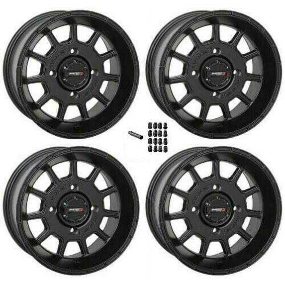 System 3 ST-5 Black / Black 14x7 4/156 4+3 UTV SXS Wheel - With Black Lug Nuts