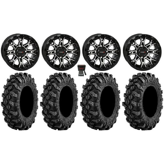 System 3 ST-6 12" Wheels Black 25" Buck Snort Tires Honda Foreman Rancher SRA