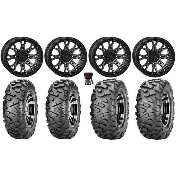 System 3 ST-6 12" Wheels Dark Tint 25" BigHorn Tires Honda Foreman Rancher SRA