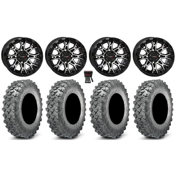 System 3 ST-6 14" Wheels Black 28" Lynx SXS Tires Can-Am Maverick X3 / Honda Pioneer 1000 / Talon
