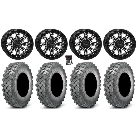 System 3 ST-6 14" Wheels Black 28" Lynx SXS Tires Sportsman 550 850 1000