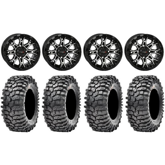 System 3 ST-6 14" Wheels Black 30" Roxxzilla 396 Tires Can-Am Commander Maverick Renegade Outlander Defender