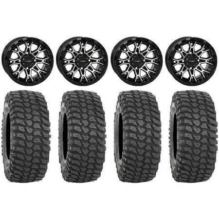 System 3 ST-6 14" Wheels Black 30" XCR350 Tires Kawasaki Teryx Mule