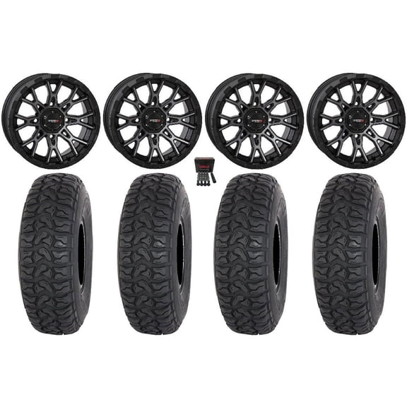 System 3 ST-6 14" Wheels Dark Tint 30" Chicane LT Tires Can-Am Commander Maverick Renegade Outlander Defender