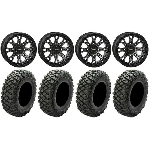 System 3 ST-6 14" Wheels Dark Tint 30" Crawler XG Tires Can-Am Commander Maverick Renegade Outlander Defender
