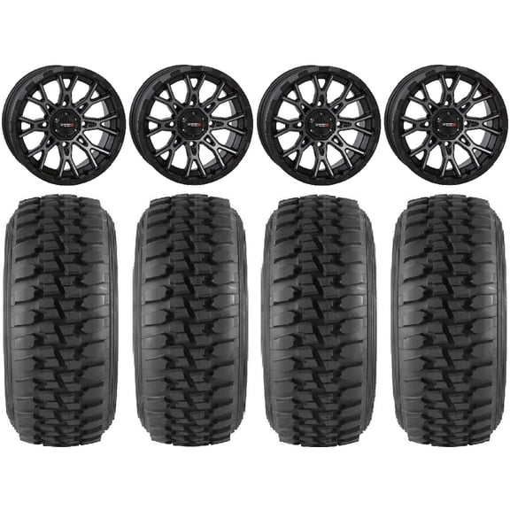 System 3 ST-6 14" Wheels Dark Tint 30" Desert Series Tires Kawasaki Mule Pro FXT